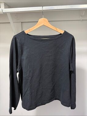 J. Crew Black Long-Sleeve Boatneck Top